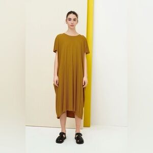 Kowtow Building Block Dress Womens Gold Size XS 100% Organic Cotton (See Photos)